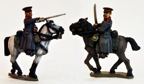 Mounted Russian Officers in Caps