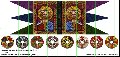 Photo of  Anglo Saxon banner and shields (LBMS SAGA005)