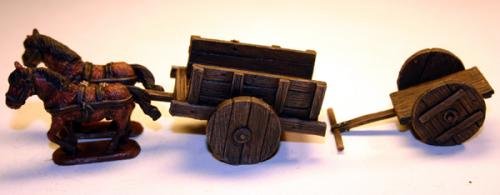 Hand-Cart and Cart with 2 Ponies