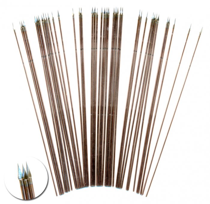 Metal Thin wire Spears & Javelins 50mm long Pack of 20 spears 
