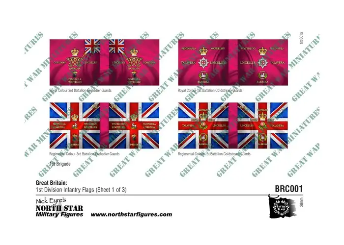 British  1st Division Infantry Flags (Sheet 1 of 3)