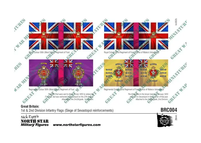 British 1st & 2nd Division Infantry Flags (Siege of Sevastopol reinforcements)