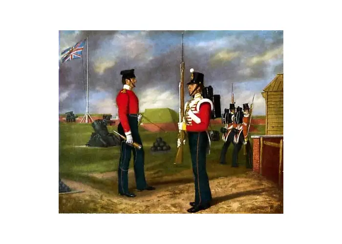 British Centre Company advancing in Knapsacks