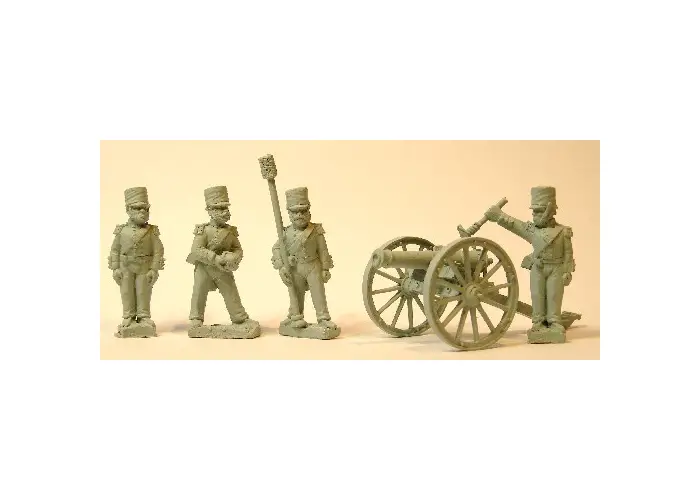 Royal Artillery 9pdr gun with four crew in shakos