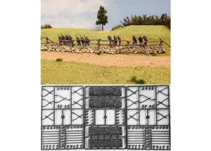 Cross & Rail Fencing with Stone Bases